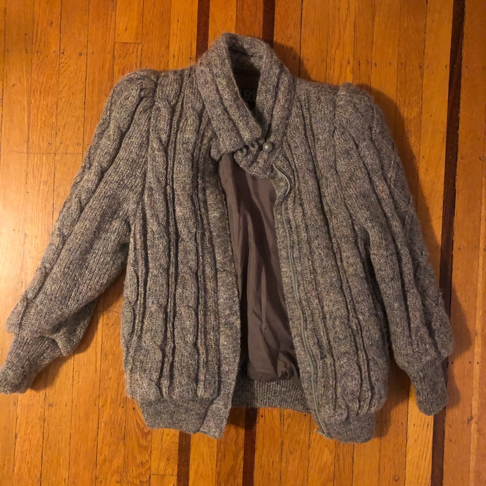 Gray Cable Knit Women's Jacket